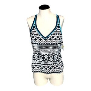Jag Sport tankini top size small NWT adjustable cross cross back black white